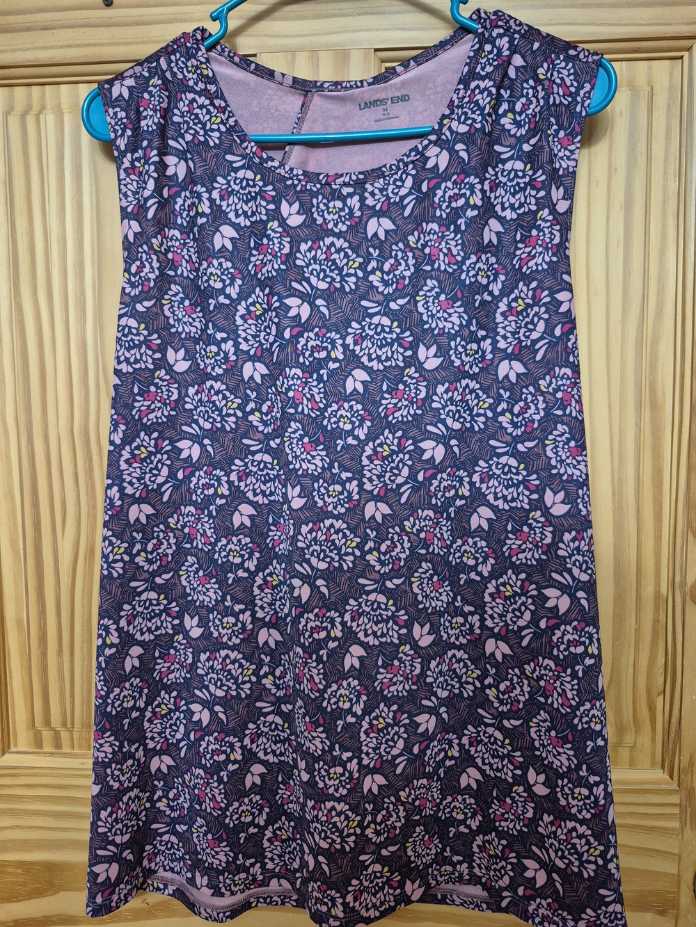 Lands' End Sleeveless Floral Tank - Pink & Navy